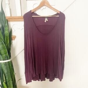 Free People We The Free Purple Long Sleeve Scoop Neck Ribbed Top Size S